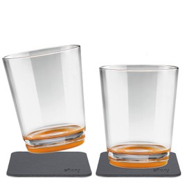 Silwy Magnetic Drinkware Magnetic glasses, Non-slip, Break-Proof Plastic Glasses with Integrated Magnet and Metal Coasters, for Camping, Boats, Kids
