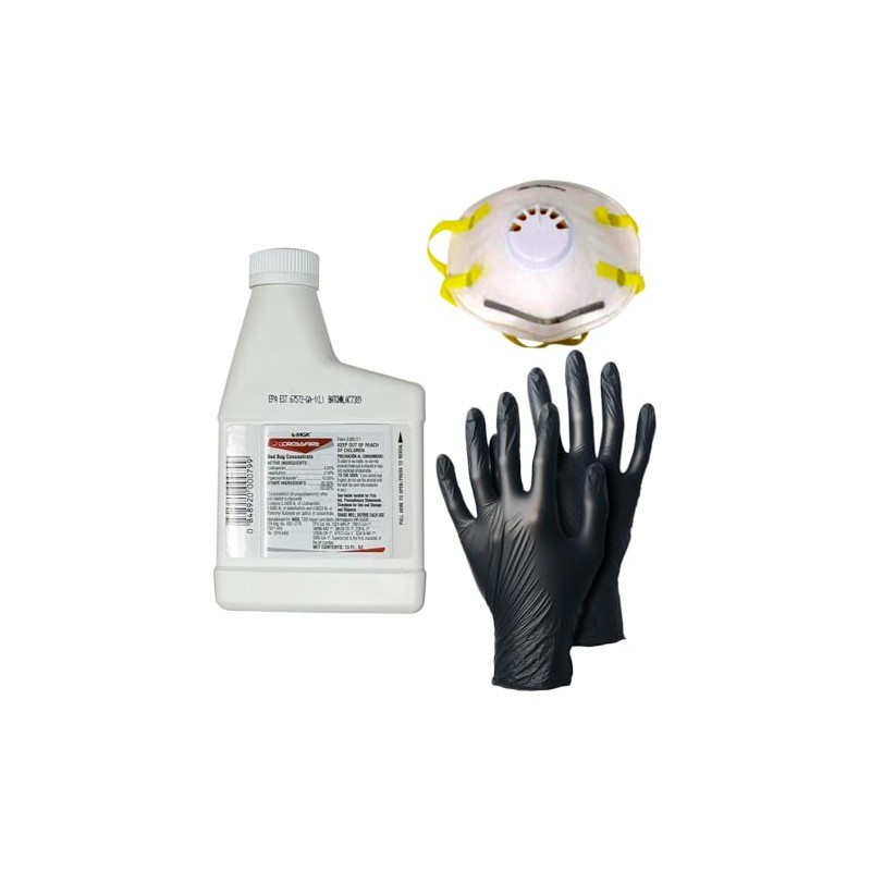 DIY Pest Control PPE Kit and Crossfire Concentrate for Bed