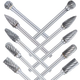 Aiyraa 10 Pcs Die Grinder Bits Set, Tungsten Carbide Drill Bits Compatible with Rotary Tool, Featuring 1/8 Shank for Wood Metal Grinding, Engraving, and Polishing, Accessory for DIY Projects