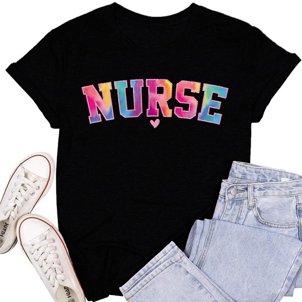SUWATOIN Nurse Shirts for Women Funny Nurse Life Short Sleeve