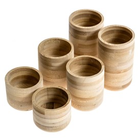 Cedar and Ink Bamboo Tealight Candle Holder, Rustic Centerpiece, Wedding Wood Centerpieces, 6-Pack Wooden Candle Holders, 1.5, 2.25, & 3-Inch-Tall Table Tea Light Holders