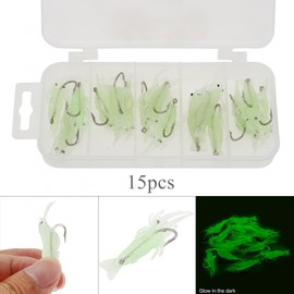 OriGlam 15pcs Soft Fishing Lure Baits, Luminous Shrimp Glow Shrimps Fishing Lure, Artificial Bait Luminous Fishing Soft Bait for Bass Walleye Trout Crappie Freshwater Saltwater