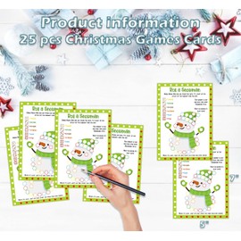 Roll a Snowman Game, Christmas Party Games and Decorations, Christmas Games for Adults and Large Groups-25 Players, Holiday Classroom Game, Winter Holiday Xmas Activities Family Party Game, 03