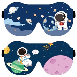 2 Pieces Space Eye Mask, 3D Ultra Sleep Eye Mask, Eye Sleep Mask for Kids, Kids Sleep Mask for Boys, Silk Eye Mask