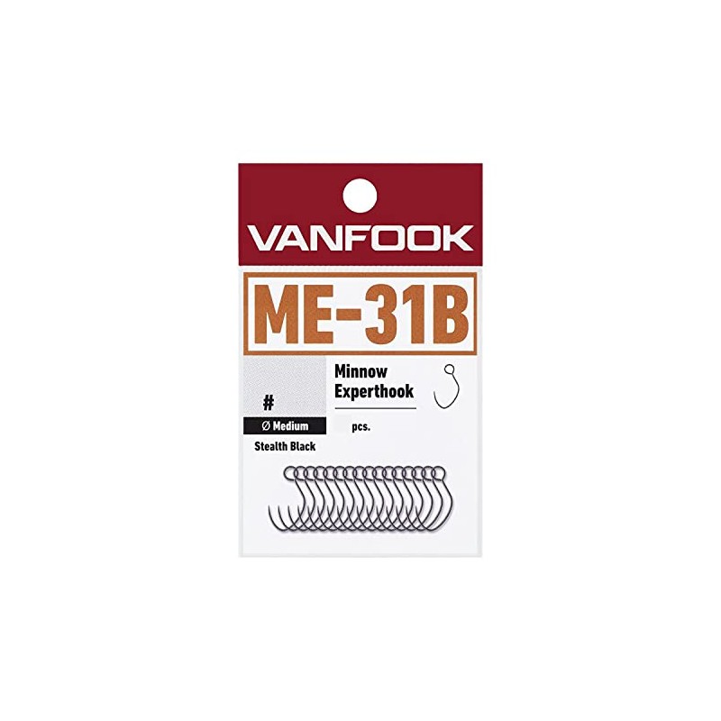 Vanfook ME-31B Minnow Experthook Single Hooks, Medium Wire Inline Eye