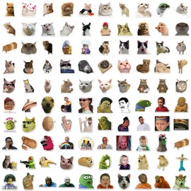 Pack of 100 Meme Stickers, Funny Sticker Set, 50 Cat Stickers + 50 Funny Stickers for DIY Laptop, Luggage, Fridge, Car, Motorcycle, Bicycle, Phone Decor, Graffiti Stickers