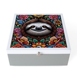 CafePress Sloth Spirit Tarot Deck Collection Mirrored Jewelry Box, 7"x7"x3"