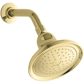 KOHLER 10391-AK-PB Devonshire Single-Function Showerhead, Single Spray Setting, 5-15/16" Sprayface, 2.5 GPM, Vibrant Polished Brass