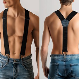 RBOCOTT Hidden Black Braces Suspender for Men Under Clothes with 3 Snap Loop(1.48" Wide)(1)