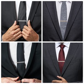 UJOY Classic Tie Clip Set 10 Pcs 2.36 Inch Tie Pins Silver Black Gold Business Shirt Necktie Pinch for Men T0310012