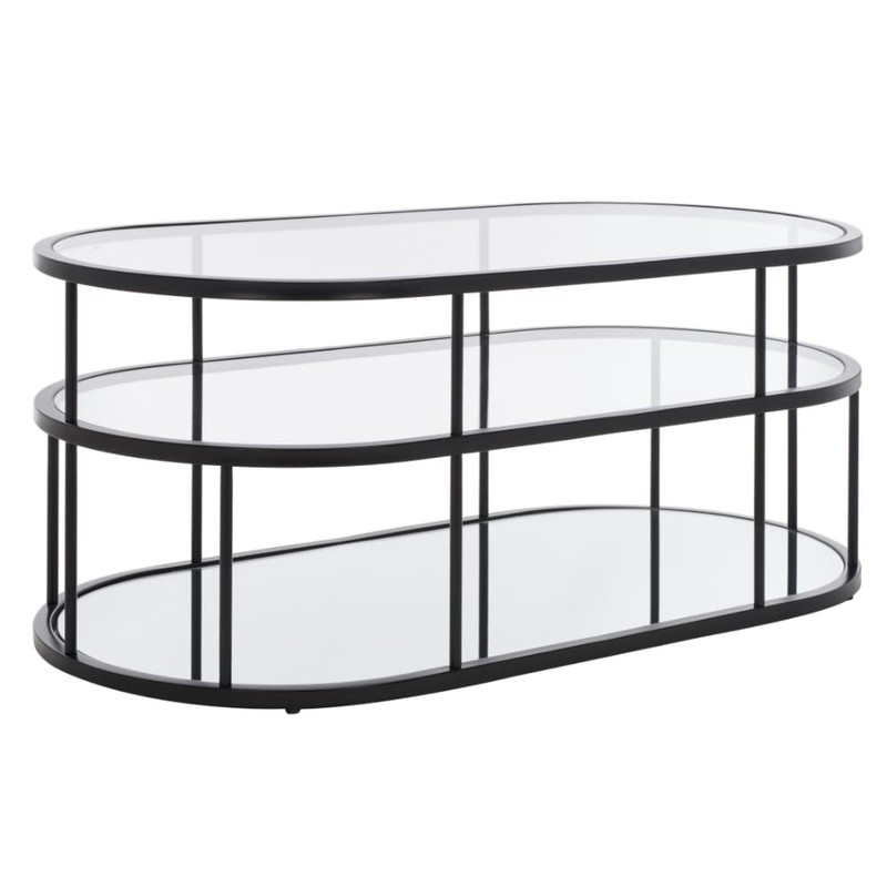 Safavieh Home Collection COF6402 Table, Matte Black/Glass