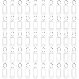 Pack of 50 Key Rings Can Be Written On with Labels, Key Tags and Key Tags with Ring Also for Pets, Luggage (White)