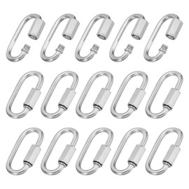 PATIKIL 4mm Chain Quick Links, 15 Pack Chain Connector Screw Locking Clips Hook Oval D Ring for Chandelier Backpack Tent, 304 Stainless Steel 507 Lbs Silver