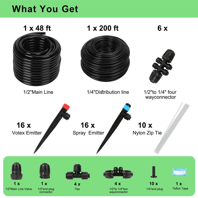 Drip Irrigation System Kit – 2025 New Quick-Connect Automatic Watering