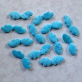 Blue wings  DIE CUTS - BLUE ANGEL WINGS FUZZY THICK PILLOW WINGS 12 PC BABY BOY 2 1/4"x3/4"