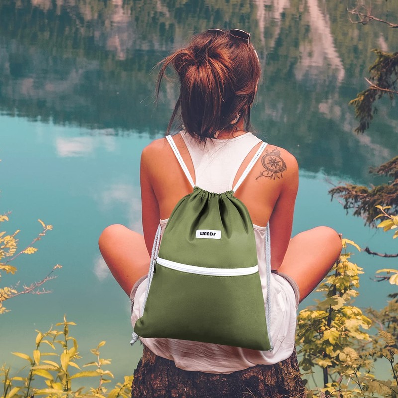 Drawstring Backpack String Bag Sackpack Cinch Water Resistant Nylon for