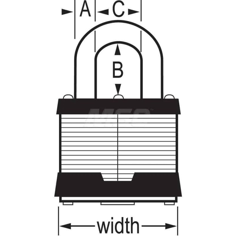 Master Lock 5KA-K#A389 Padlock: Laminated Steel, Keyed Alike, 3/8" Shackle