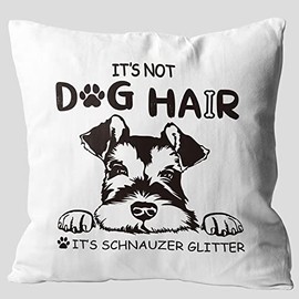 Grace Yonks It’s Not Dog Hair It’s Schnauzer Glitter Throw Pillow Covers, Painting Schnauzer Gifts for Dog Lover,18 x 18 Inch Decorative Flannel Pillow case for Sofa Couch Bed.(0051B)
