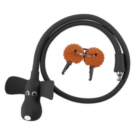 WOOQOTT Bike Cable Lock with Keys,Silicone Covered Kids Cable Lock Cartoon Lock,2 Feet Lock for Bike,Door,Skateboard,Helmet and More (Black)
