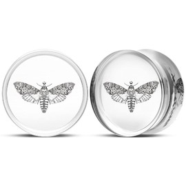 TBOSEN 1 Pair of Epoxy Tree Moth Bird Punk Element Tunnel Stud Expander Piercing Fashionable Gift 0g-1-3/16 Inch in 8 mm - 30 mm, 00g(10mm), Acrylic