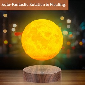 Magnetic Levitation Rotating 3D Printing Moonlight Floating Moon Lamp for Home Office Decoration (3 Colors)