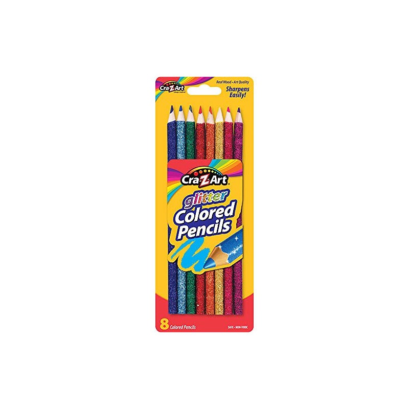 Cra-Z-Art Glitter Colored Pencils Carded, 8 Count (10432)