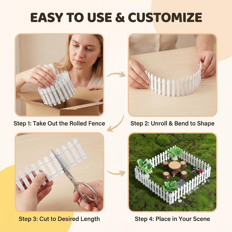 35 Inch Mini Fairy Garden Fence DIY Small Wood Decorative