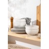 FOBENTA Stoneware Dinner Plates,Embossment Ceramic Dish Set for 4,4 Piece