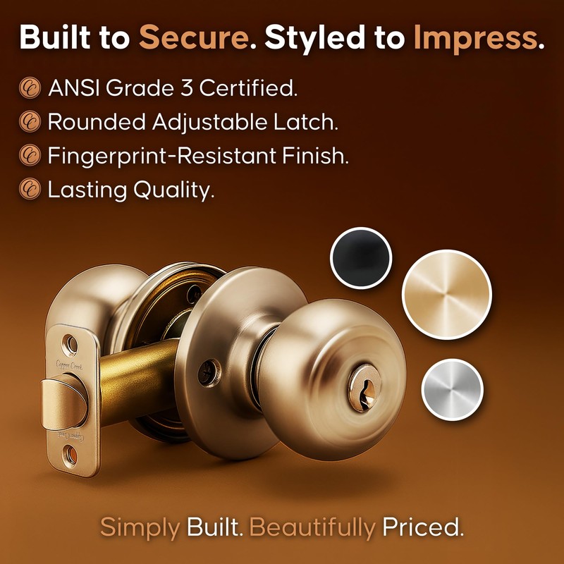 Copper Creek CKDB141PB Colonial Door Knob keyed Alike with Deadbolt