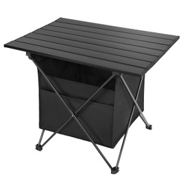 YSSOA Portable Folding Aluminum Alloy Camping Table with High-Capacity Storage and Carry Bag, Small Size, for Camping, Traveling, Hiking, Fishing, Beach, BBQ,Black