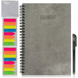Smart Digital Notebook with Erasable Pen, 2 Sets of Markers and Microfibre Cloth. Digital Notepad. Reusable Notebook. Electronic Pocket Calendar Book A5