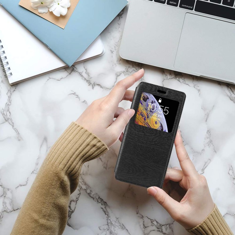 Invisible Magnetic View Window PU Leather Flip Case Compatible with