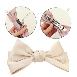 scicent Big Bow Hair Clip Large Hair Bows for Women Girls Hair Ribbon Bow Hair Clips, Beige Hair Bow Accessories Hair Barrette - 12