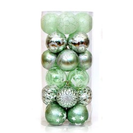 KiKom 2.36 Inch 24-Piece Christmas Baubles Shatterproof Painted Christmas Tree Decoration Set for Holiday Wedding Christmas Decoration 60 mm (Green)