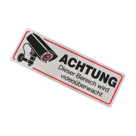 Sarini 4PCS Video Surveillance Sign 12 X 4 Cm Sign Video Surveillance Sticker Video Surveillance Warning Sign For Indoor And Outdoor Use
