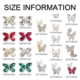 WOKOTO 83Pcs 3D Butterfly Nail Charms for Acrylic Nails Butterfly Crystal Rhinestones Charms for Women Girls Nail Art Jewels Silver Butterfly Gems 3D Nail Charms and Decorations for Nails Design