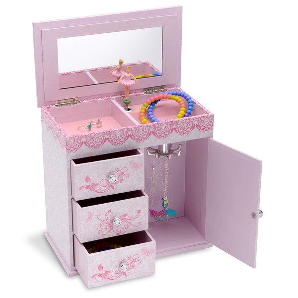 Jewelkeeper - Ballerina Jewelry Box for Girls with 3 Pullout