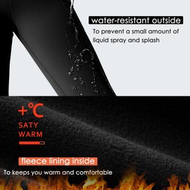 Willit Girls Fleece Lined Leggings Pants with Pockets Water Resistant Thermal Tights Black S