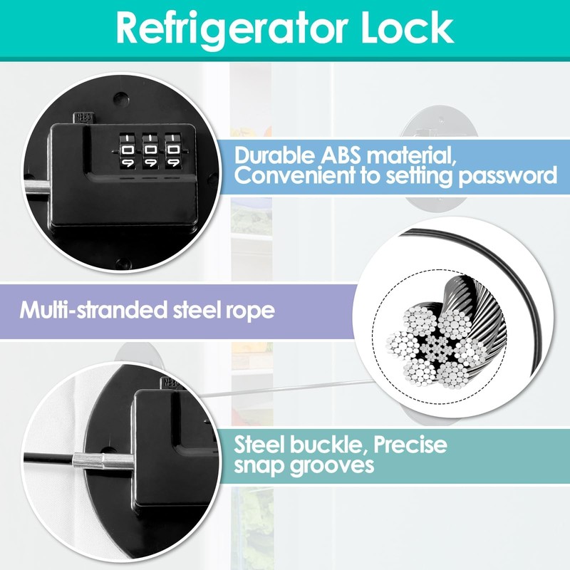 Pack of 2 Fridge Lock No Drilling Fridge Lock with