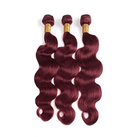 Giginger Bundles Human Hair Burgundy 99J Body Wave Human Hair Bundles 8 10 12 inch Wine Red Unprocessed Quick Weave Soft Sewn In Hair Extensions for Black Women
