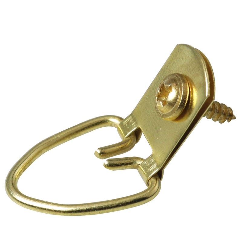 MEETOOT 50pcs D-Ring Picture Hanger 13x32mm Gold Color Single Hole