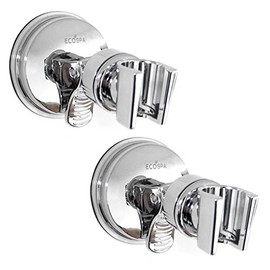 2 x ECOSPA Shower Handset Holders with Very Strong Suction Cap in Chrome - Easy to Install, Simple Locking Clip - Made from Lightweight ABS Plastic and Holds upto 5kg!!