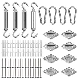 AUMAYCO Awning Attachment Set 80Pcs, Heavy Duty Sun Shade Sail Stainless Steel Hardware Kit for Garden Yard Triangle and Square, Rectangle, Sun Shade Sail Fixing Accessories