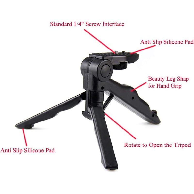 6.5" inch Adjustable Tabletop Steady-Shot/Hand Grip Tripod for DSLR Cameras