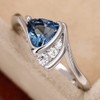 Sdouefos 925 Sterling Silver Natural Sapphire Ring CZ Diamond Natural