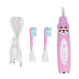 Kids Electric Toothbrush Sonic Smart Timer Cartoon Shape Soft IPX7 Waterproof USB Charging for Age Over 4 Years OldPink
