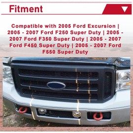 HECASA Front Grille Compatible with 2005-2007 Ford F250 F350 F450 F550 Super Duty Excursion Upper Bumper Hood Grill Painted Black Replacement for FO1200457 5C3Z8200BAA