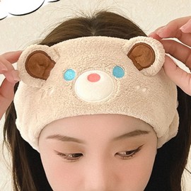 Mysterious Shop Women's Cute Bear Microfiber Elastic Face Wash Banding White / FREE / 여성 귀여운 곰돌이 극세사 신축성 좋은 세안 밴딩 화이트 / FREE