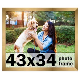 CountryArtHouse 43x34 Frame Gold Bronze Modern Solid Wood Picture Frame | 0.75 Inch Moulding Width | Includes UV Acrylic Plexiglass, Acid Free Foam Backing Board and Hanging Hardware