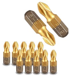 Titanium Screwdriver Bits, bluesees 10Pcs/Set 25mm 1/4" Thread Shank Titanium Alloy Anti-Skip PH2 Magnetic Cross Head Screwdriver Drill Bit Hex Shank Power Tools